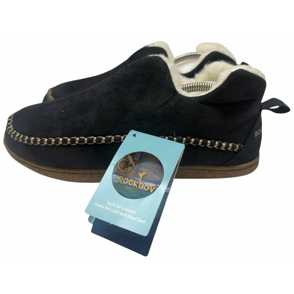 RockDove‎ Men's Memory Foam Fleece Lined Slippers Black US Size 11 New NWOB